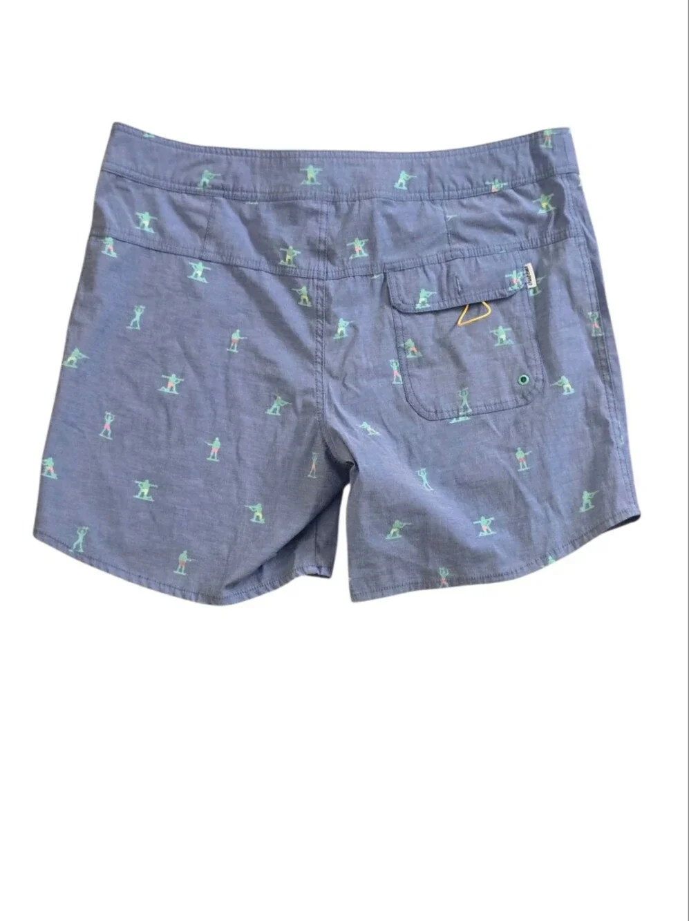 chubbies Light Blue Swim Shorts with Mint Surfer Motif Size 36